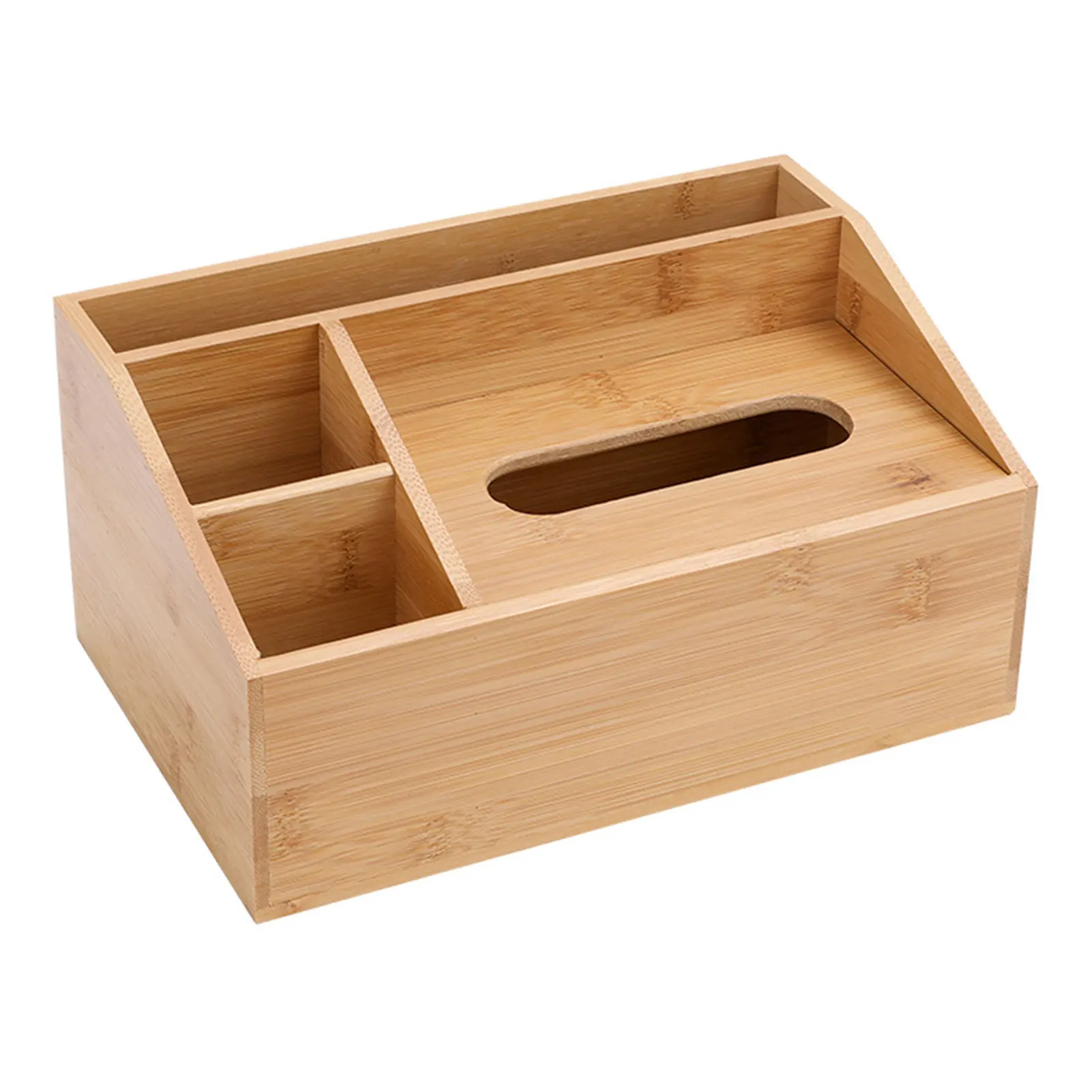 

Bedroom Natural Flexible Gift Multifunction Desk Organiser 4 Compartment Wooden Tissue Box Holder Practicle Anti Dust Stationary