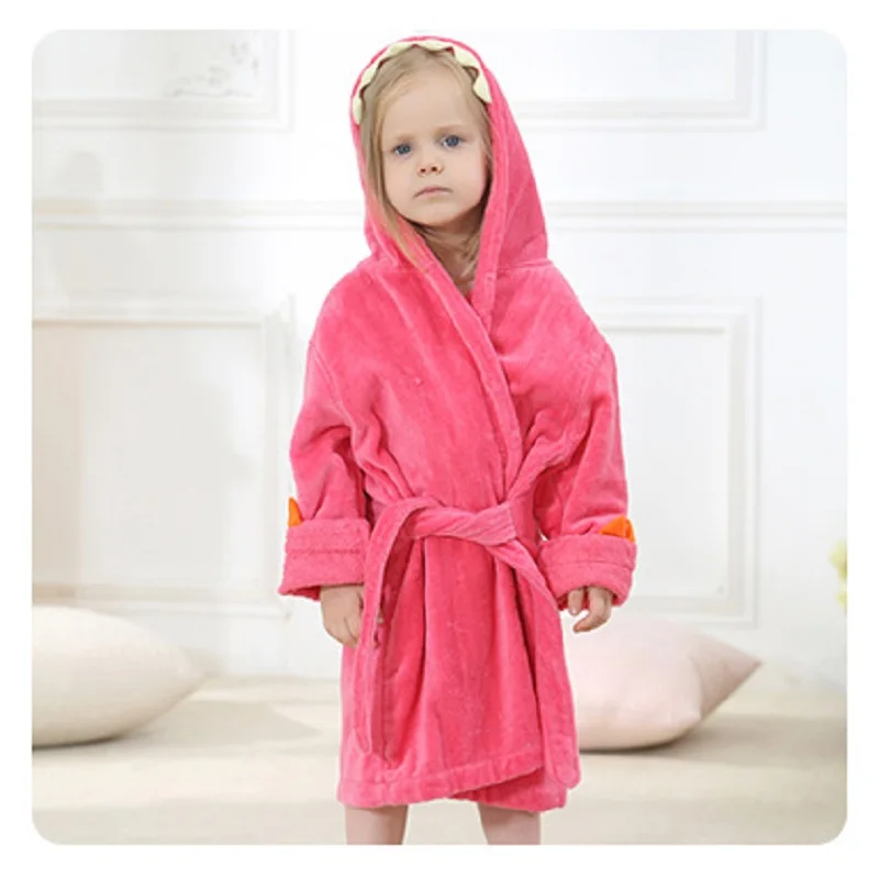 Children's Bathrobe Hooded Dragon Paw Design 100% Cotton Thick Fabric Baby Swimming Robes New Fashion 1-6 Years Shower Hoodies