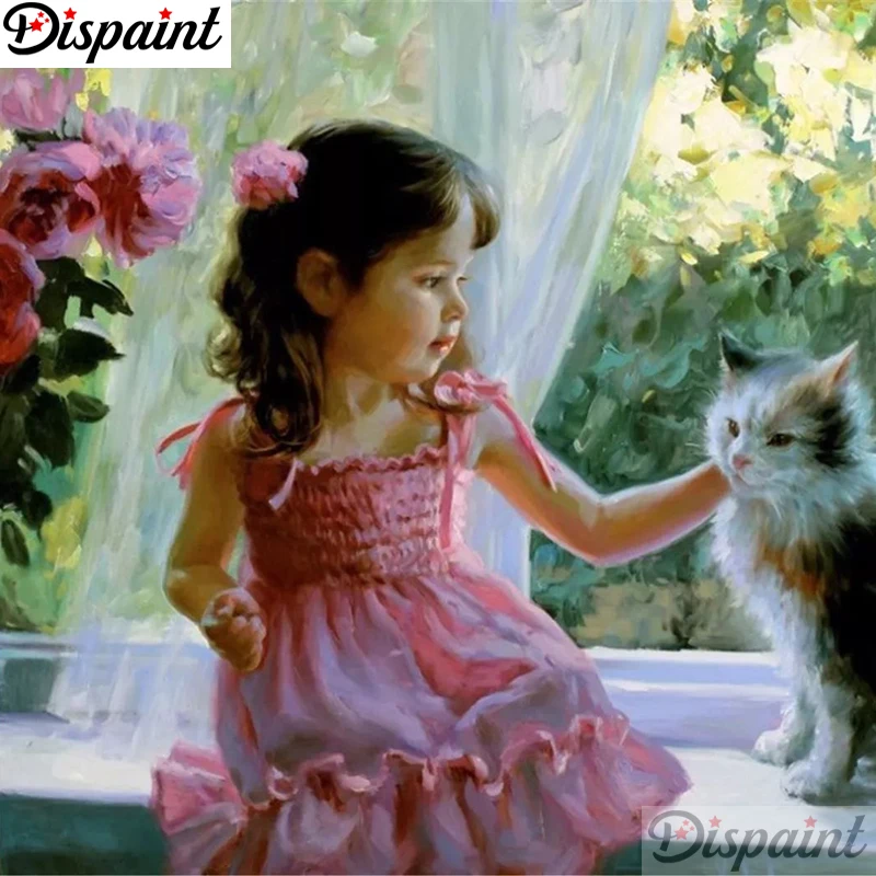Dispaint Art 5D Diy Алмазная картина "Дівчина-цветок" Алмазные картины Вышивка