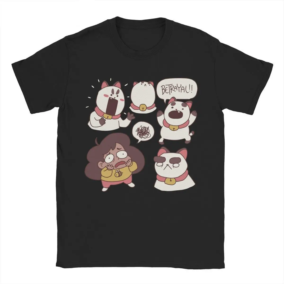Men's Bee And Puppycat Cat Cartoon T Shirts  Cotton Clothing Funny Short Sleeve Crew Neck Tee Shirt 4XL 5XL 6XL T-Shirt