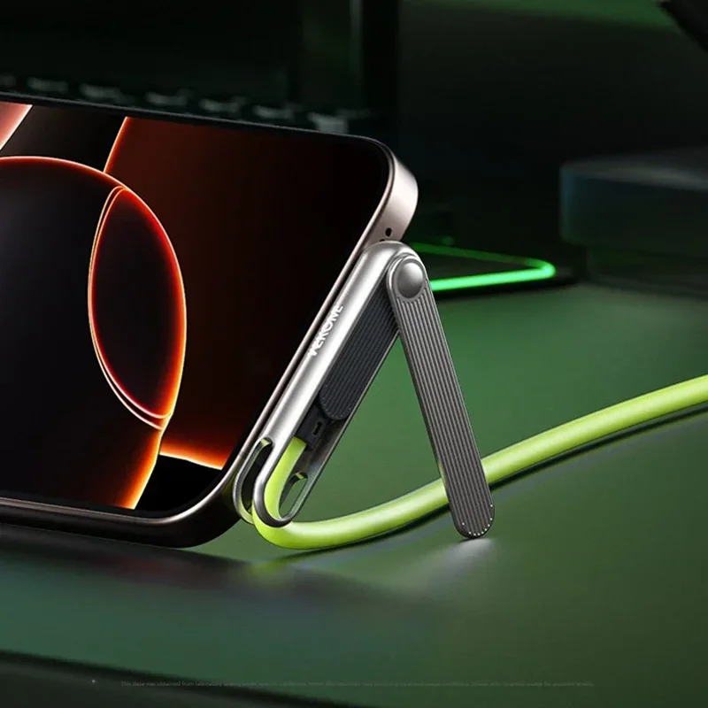 Портативный кабель для быстрой зарядки 240 Вт 2-в-1 USB AC с Type-C и складной подставкой для телефонапланшета (для iPhone 15, Samsung, Huawei, Xiaomi) (art.: 3920d9dbd849f) - 3920d9dbd849f