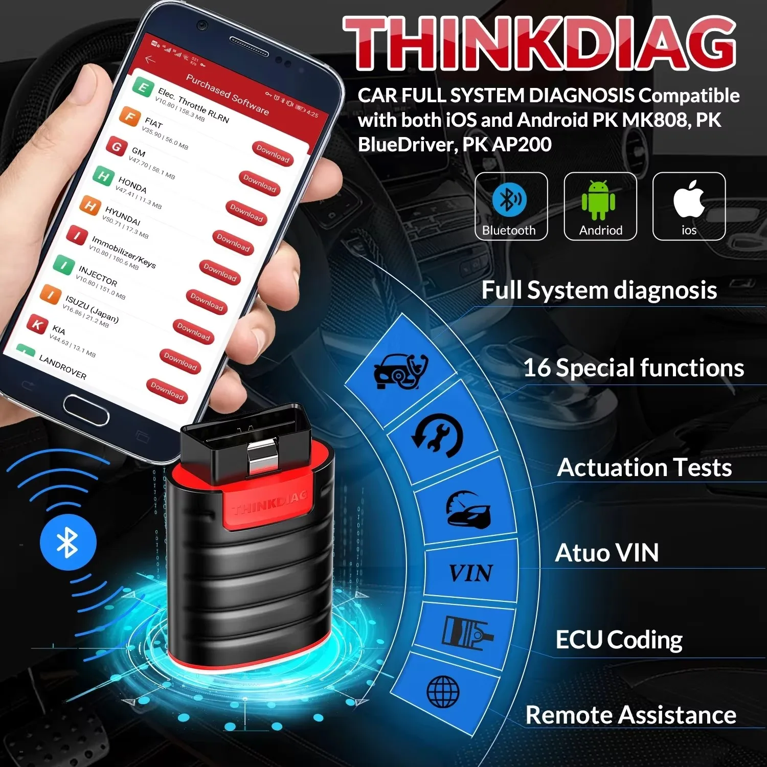 Фото ‌ Сканер режима загрузки Thinkcar Thinkdiag — инструмент OBD2 для всех транспортных средств — поддерживает Diagzone и Golo Pro 4.0, Dbsar 7/VII №2