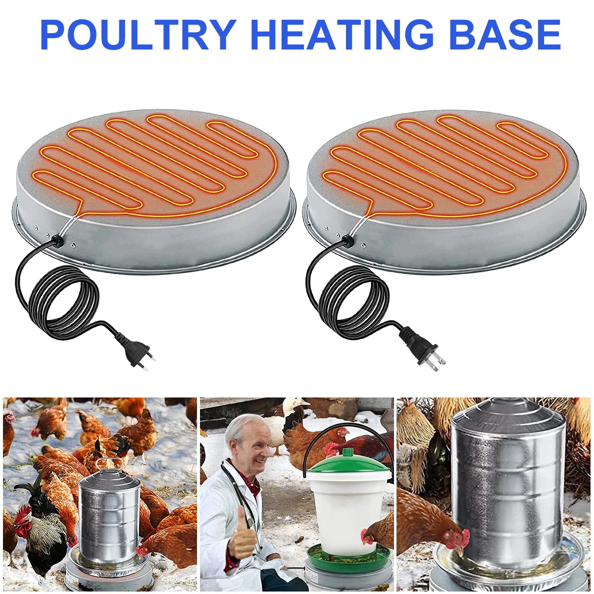 

Автоматический водонагреватель для домашних животных, поилка с подогревом, металлический безопасный обогреватель курятника, пробка посто...