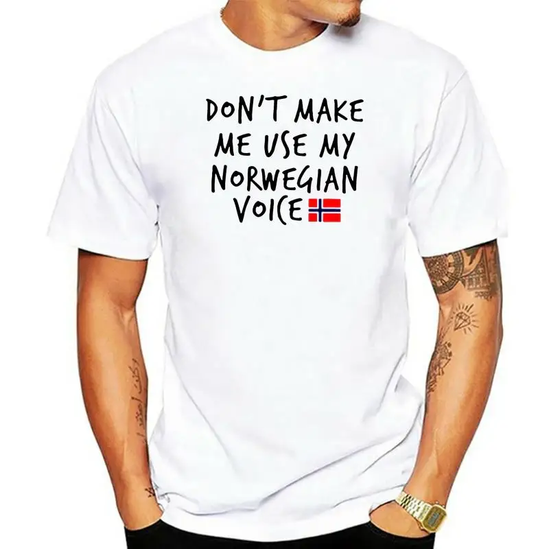

Мужская футболка с надписью Don't заставить меня использовать мой норвежский голос версия флага Норвегии женская футболка