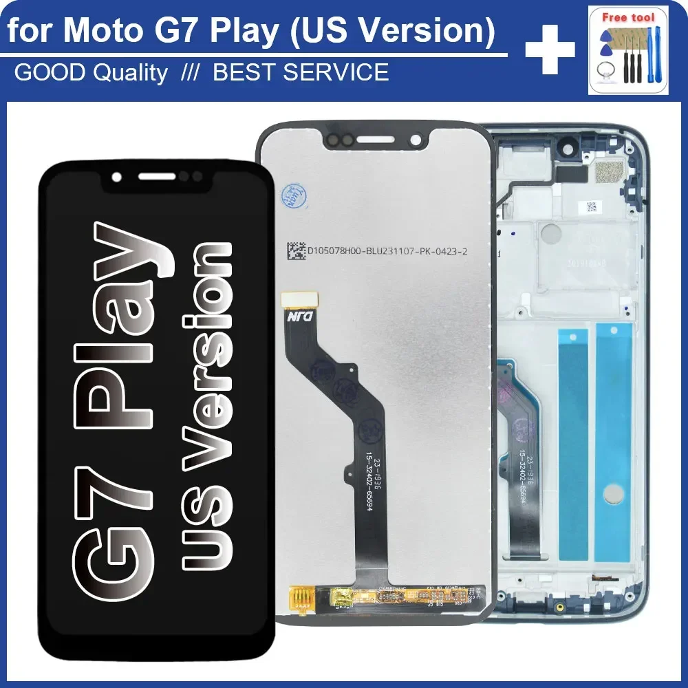 Фото Pop Новый ЖК-дисплей для Motorola Moto G7 Play US Ver XT1952, ЖК-дисплей, дигитайзер сенсорного экрана, замена для Moto G7 Play, ЖК-дисплей с Fra №1