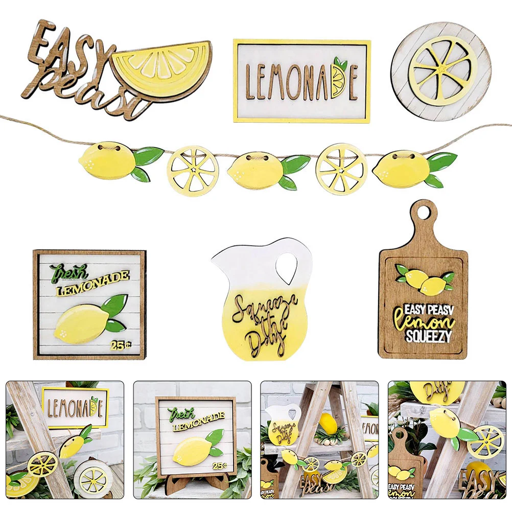 

7 Pcs Lemon Farm Decoration Delicate Themed Summer Table Tiered Tray Adorn Elements Adornment Spring Home Party Ornament Fruit