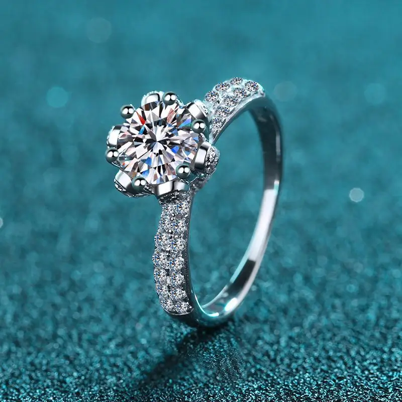 

5 Carat Zircon Diamond Engagement Ring Women 14K White Gold Sterling Silver Bridal Zircon Queen Crown Rings Wedding Band