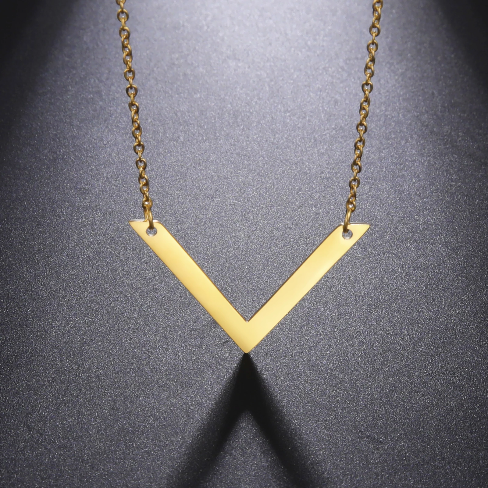 

Amaxer Stainless Steel Necklace For Women Lover's Gold Color Simple V Pendant Necklace Engagement Jewelry Friends Gift