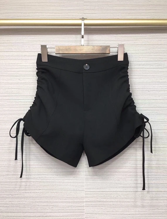 

2022 new women fashion side drawstring pleated shorts trendy casual pants 158