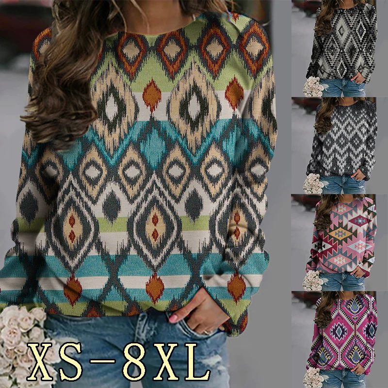 

Autumn and Winter Women's New High-quality Trend Plaid Tops Fashion Loose Striped Print Casual Long Sleeved XS-8XL