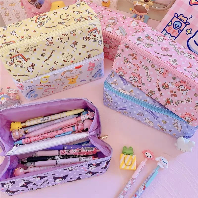 

Коллекция 2022 года, Sanrioes, аниме Kuromi Cinnamoroll Melody, Большой Вместительный чехол для карандашей, мультяшный чехол для карандашей, милый подарок для девочек