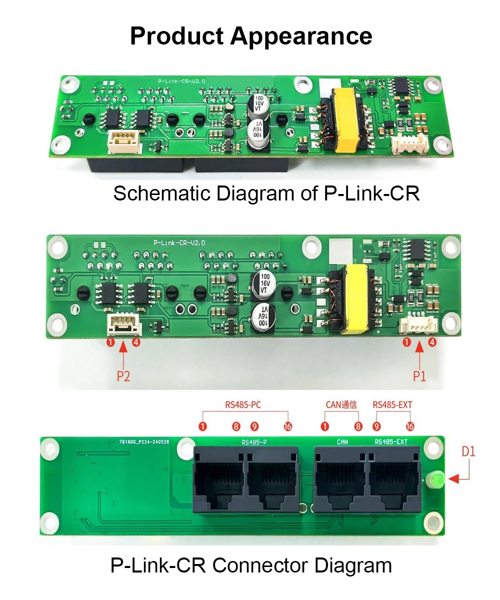 Фото Плата коммуникационного интерфейса JKBMS P-Link-CR-V2.0 для Smart BMS: интерфейс расширения для параллельного использования плат защиты аккумуляторов №3