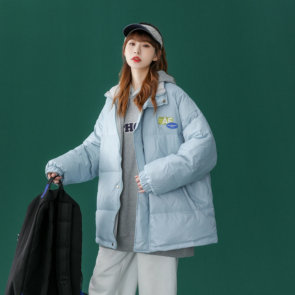 Loose Fit Lightweight Duck Down Jackets Teenage Girls Winter Warm Clothes Womens Oversized Solid Puffer Coats Casual Streetwear