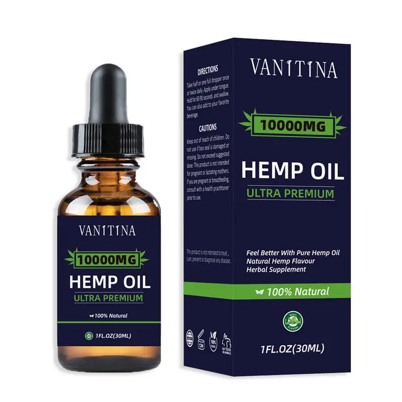 

2021 New 30ml 10000mg Natural Hemp Drops Oil Organic Pure Essential Oil Herbal Drops Body Relieve Stress Oil Help Sleep Oil