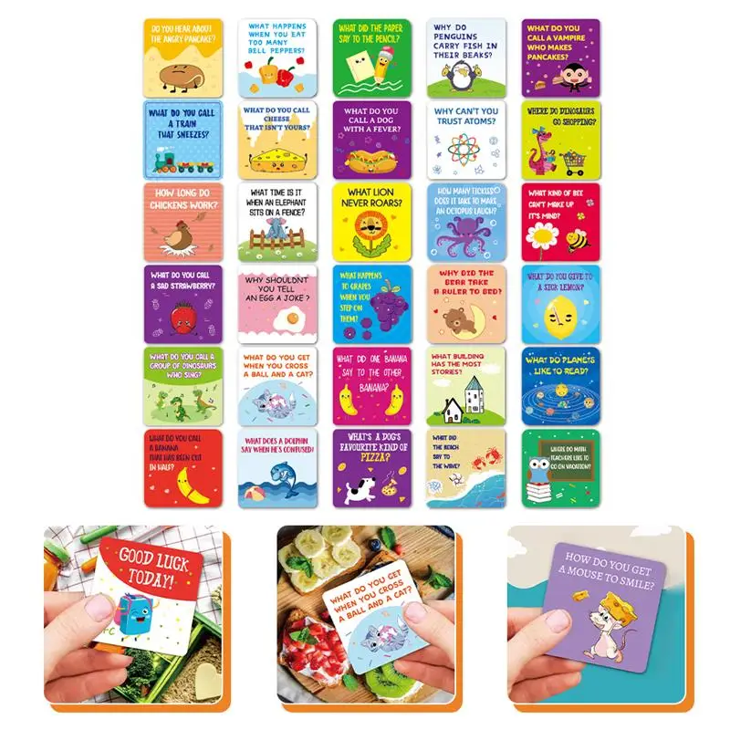 

60pcs Lunchbox Notes Kids Joke Cards Cartoon Lunch Box Cards for Parties Schools