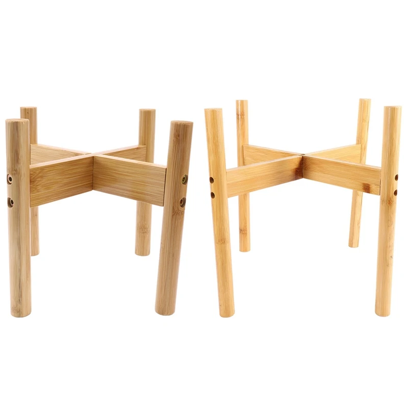 

2Pcs Wooden Flower Stand Window Balcony Desktop Mini Flower Pot Holder Pot Display Stand - 20 X 20Cm & 33 X 33Cm