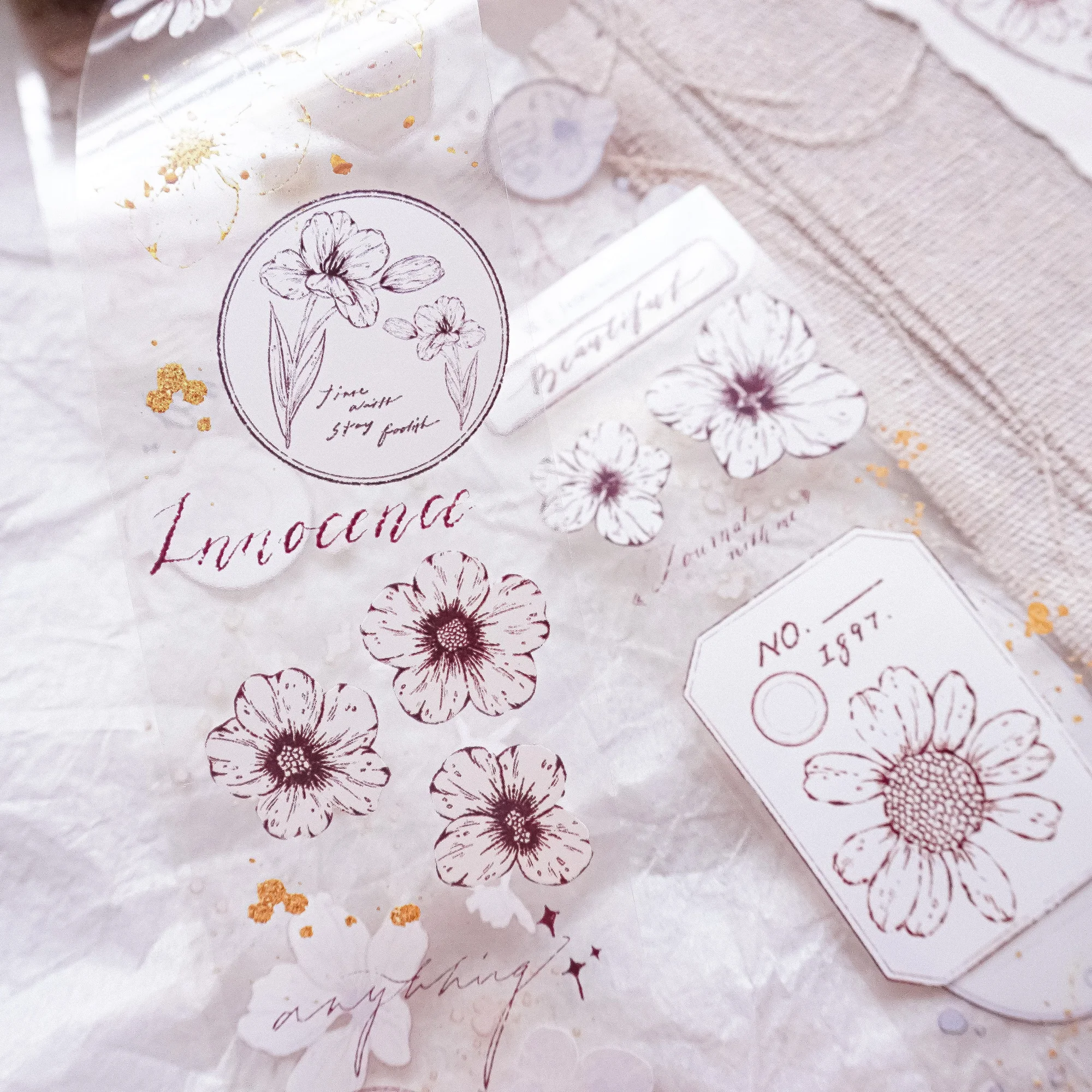 

floral PET Tape Diy Card Making Decorative Sticker