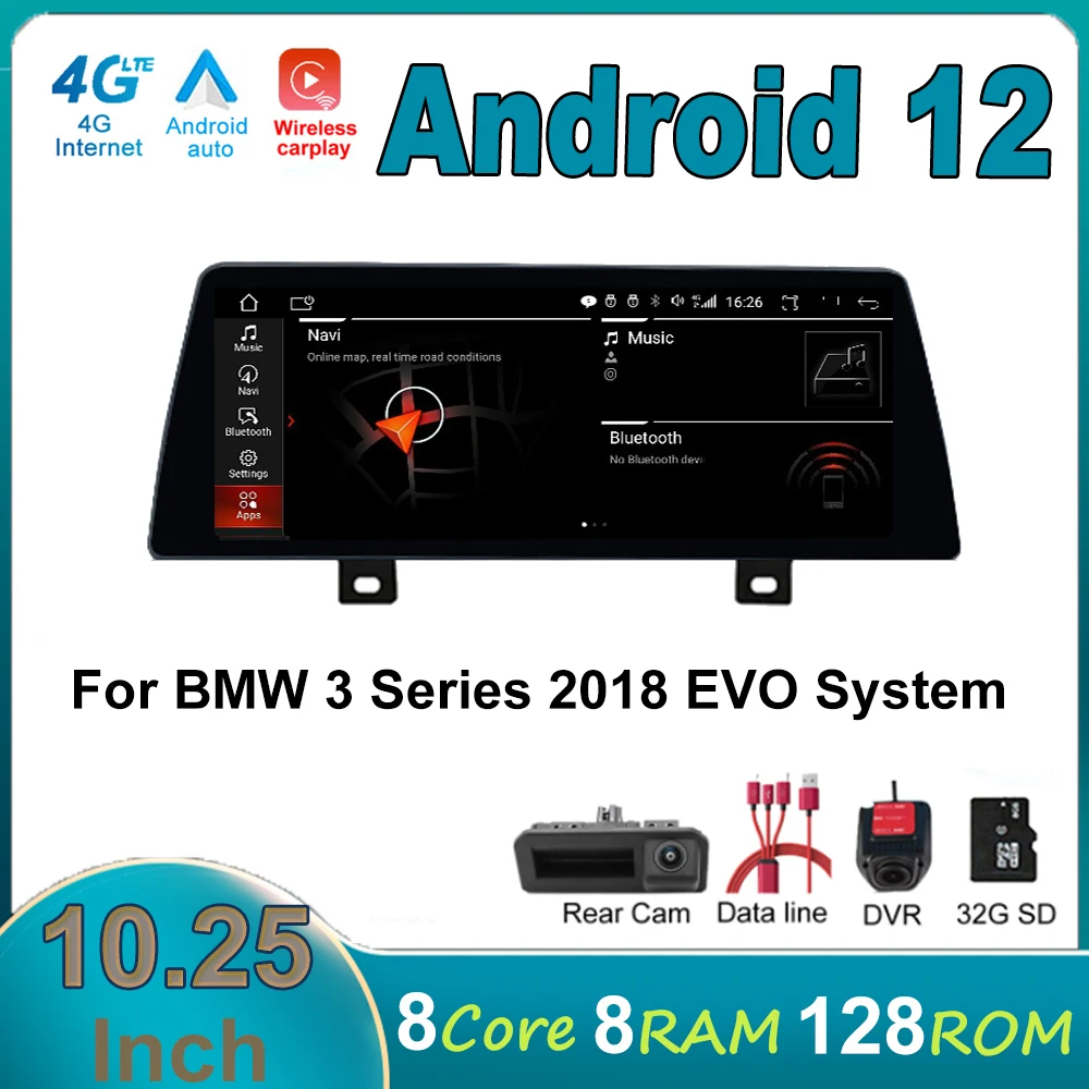 

Android 12 For 2018 BMW 3 Series EVO System 10.25 Inch AHD 4G+WIFI LTE Carplay Android Headunit Car Auto Multimedia Radio Player