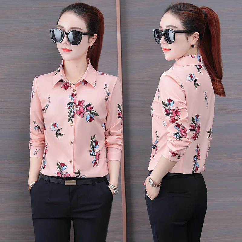 2022 Новые цветочные женские рубашки с v-образным вырезом и высоким воротником с длинным рукавом офисные женские элегантные рубашки верхняя одежда пальто Топы