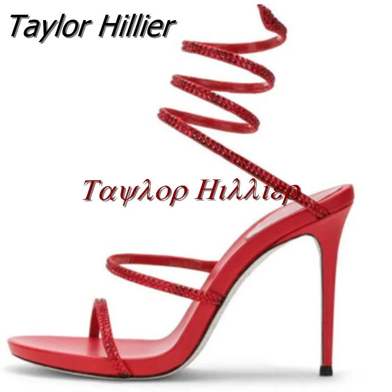 Новые женские сандалии со змеиным принтом с круглым носком на высоком каблуке