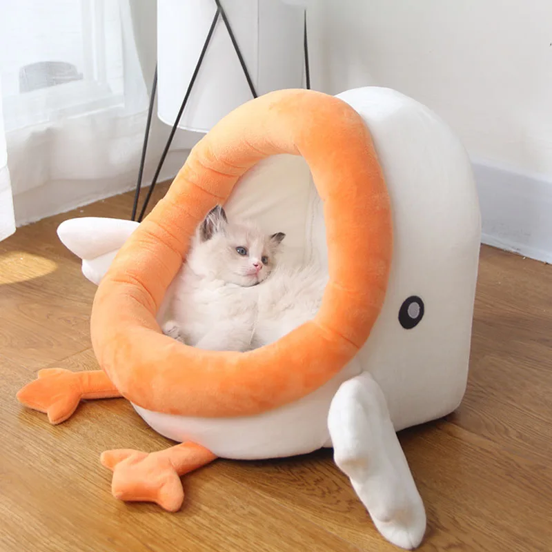 

Cartoon Cat House Warm Pet Nest Round Beds for Cats Dogs Pet Basket Sleeping Lounger Puppy Kitten Cave Sofa Cat Accessories