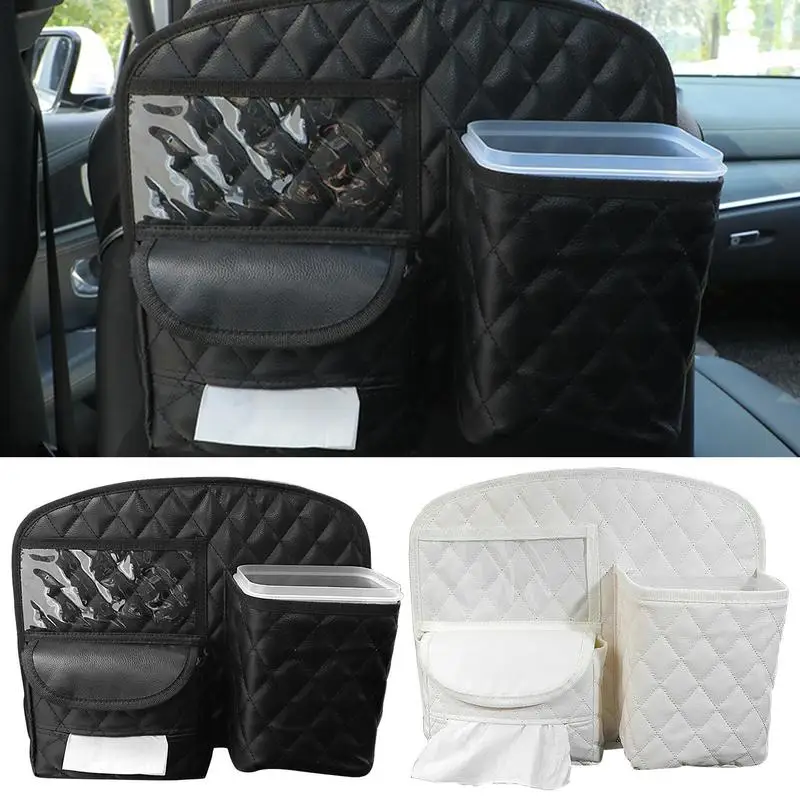 

Car Back Seat Organizer Automotive Rear Seat Storage Multi Pocket Protector Auto Multifunctional PU Leather Seat Back Organizer
