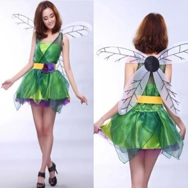 

Карнавал Хэллоуин женский костюм Феи Ангела красивый лес зеленый эльф с крылом Косплей Вечеринка маскарадное платье