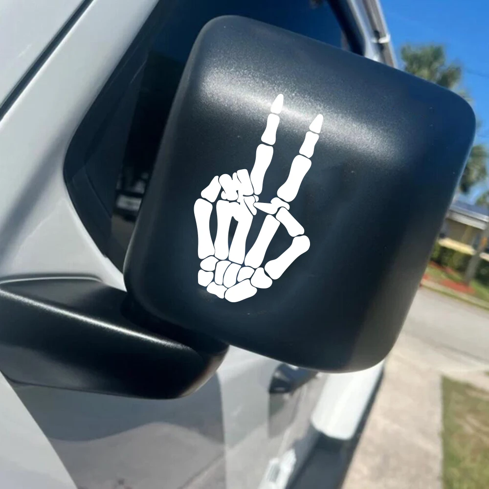 

2Pcs Peace Hand Wave Wing Mirror Car Truck Sticker Decal Skull Skeleton for Jeep JDM Vinyl Decor
