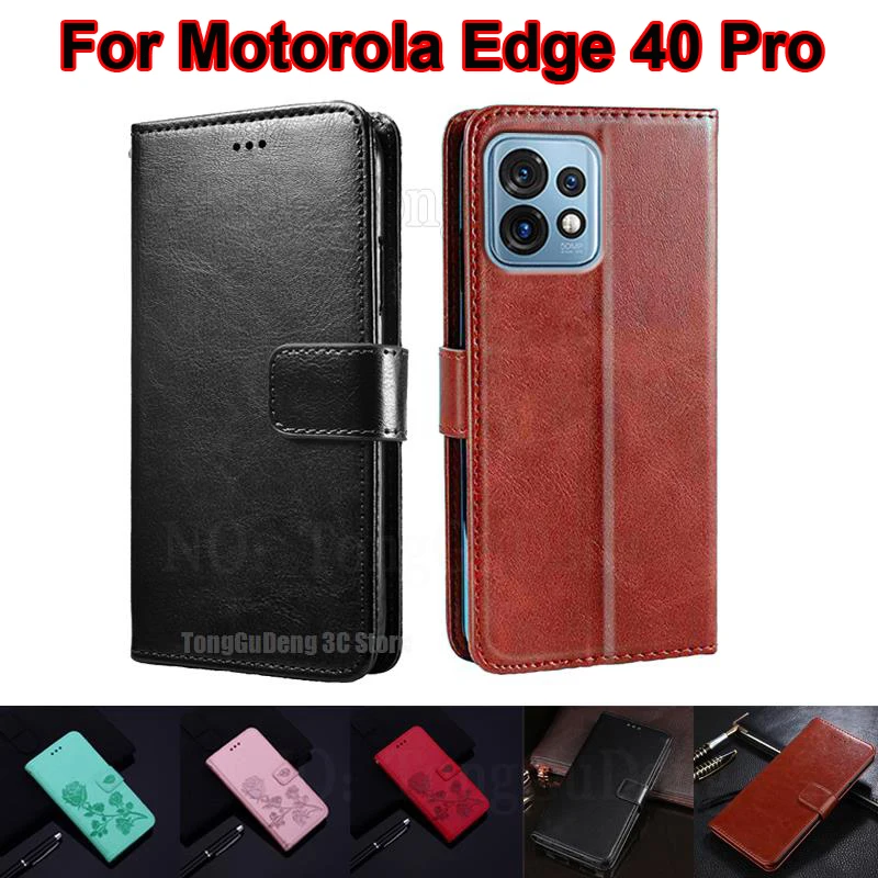 

Business Leather Case For Motorola Edge 40 Pro Funda Coque Magentic Book Stand Phone Cover For Moto X40 X 40 XT2301-5 6.67" Etui
