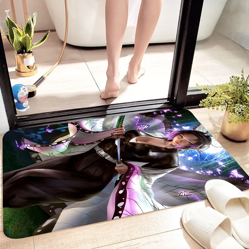 

Bathroom Rug Entrance Hallway Carpet Washable Flannel Indoor Mat Decoration Anime Kamado Nezuko Bath Mats Lounge Rug Prayer Rug