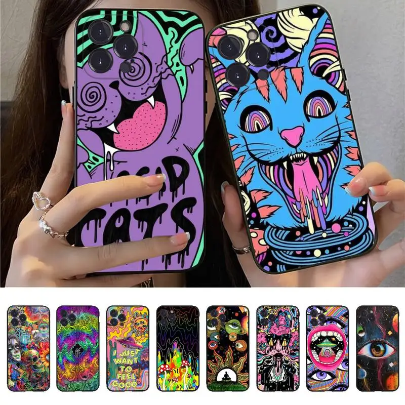 

Colourful Psychedelic Trippy Art Phone Case for iPhone 11 12 13 mini pro XS MAX 8 7 6 6S Plus X 5S SE 2020 XR case