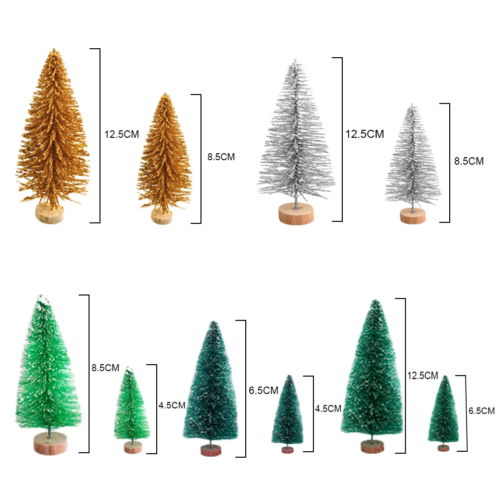 

Mini Christmas Tree Multicolor Pine Trees Set Sisal Frost Living room Ornament Snow Unique shape Wood Base Xmas