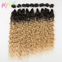 magic synthetic afro kinky curly heat resistant deep wave bundles ombre blonde hair extensions weave hair wholesale to resell
