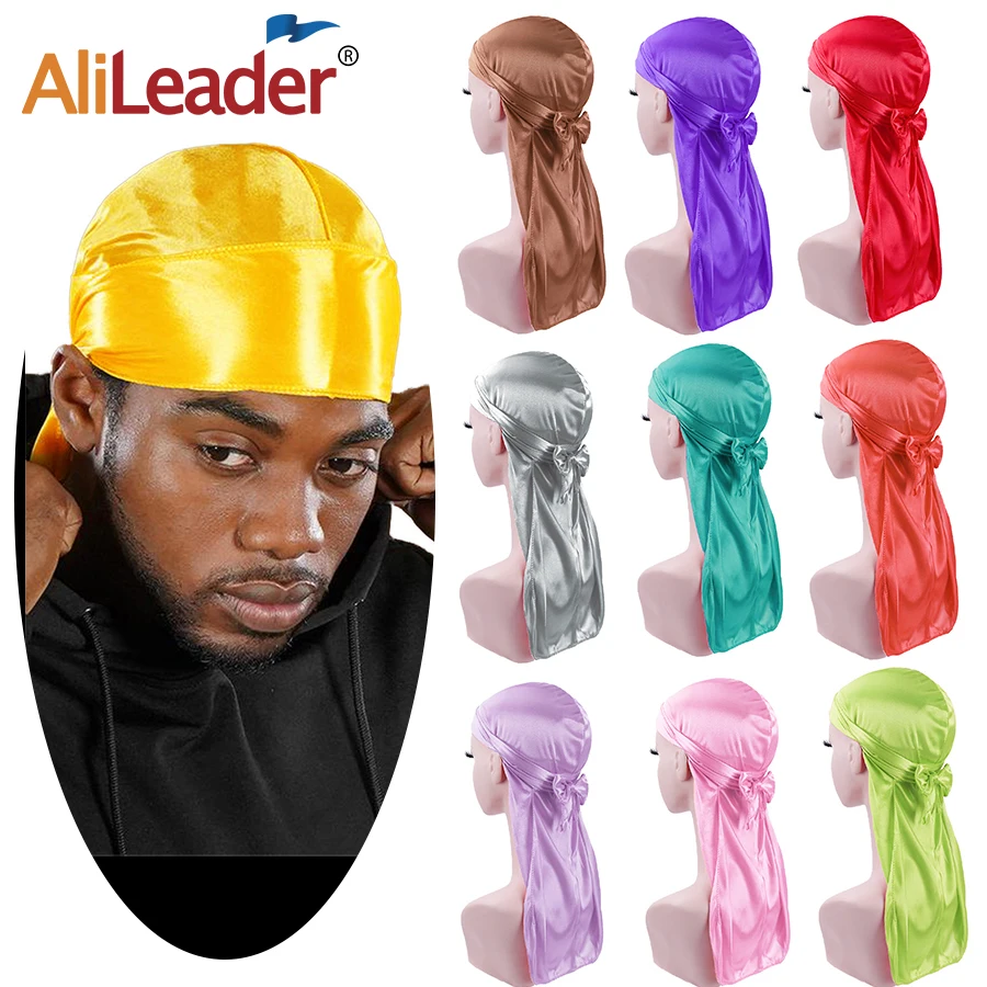 

Cheap Satin Silk Head Wrap Durag Long Tail Beanies Men Women Durag Extra Long-Tail Headwraps Silky Satin Pirate Cap Bandana Hat