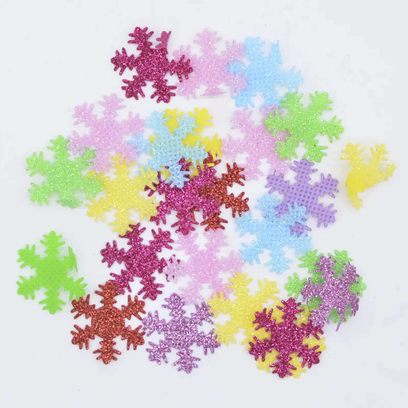 100 шт. 25 мм Красочный тканевый Рождество нашивки в виде снежинки для