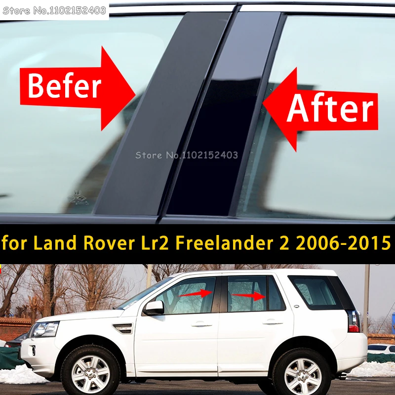 

Polished Pillar Posts 6PCS Gloss Black Window Trim Cover BC Column Sticker Fit For Land Rover Lr2 Freelander 2 2006-2015