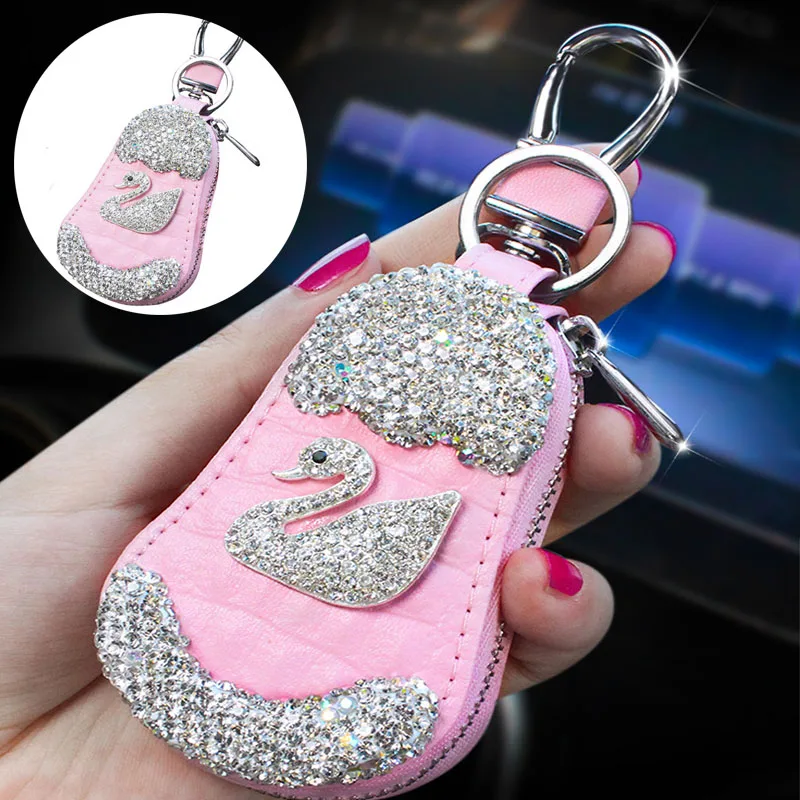 

Car Key Case Diamond-encrusted Swan Keychain Car Universal Keychain Lady Decoration 11*5.5cm
