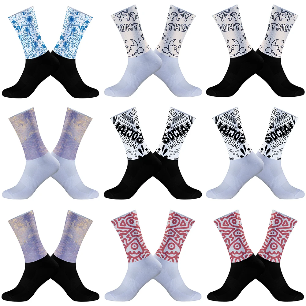 Przeciwpoślizgowe silikonowe bezszwowe skarpetki 2024 nowe letnie oddychające rowerowe