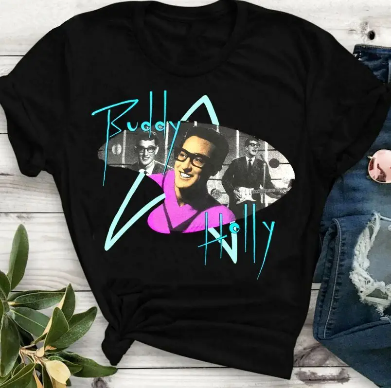 Футболка мужская черная певица Бадди Холли Размер S M L 2345XL