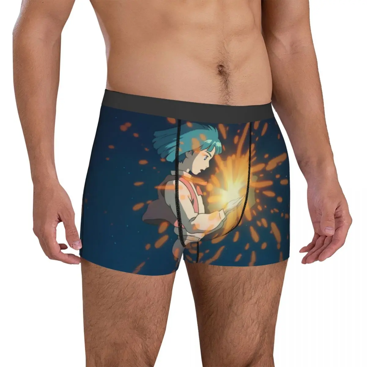 

Young Howl Firework Underwear Howls Moving Castle Men Underpants Printing Plain Trunk High Quality Boxer Brief Plus Size