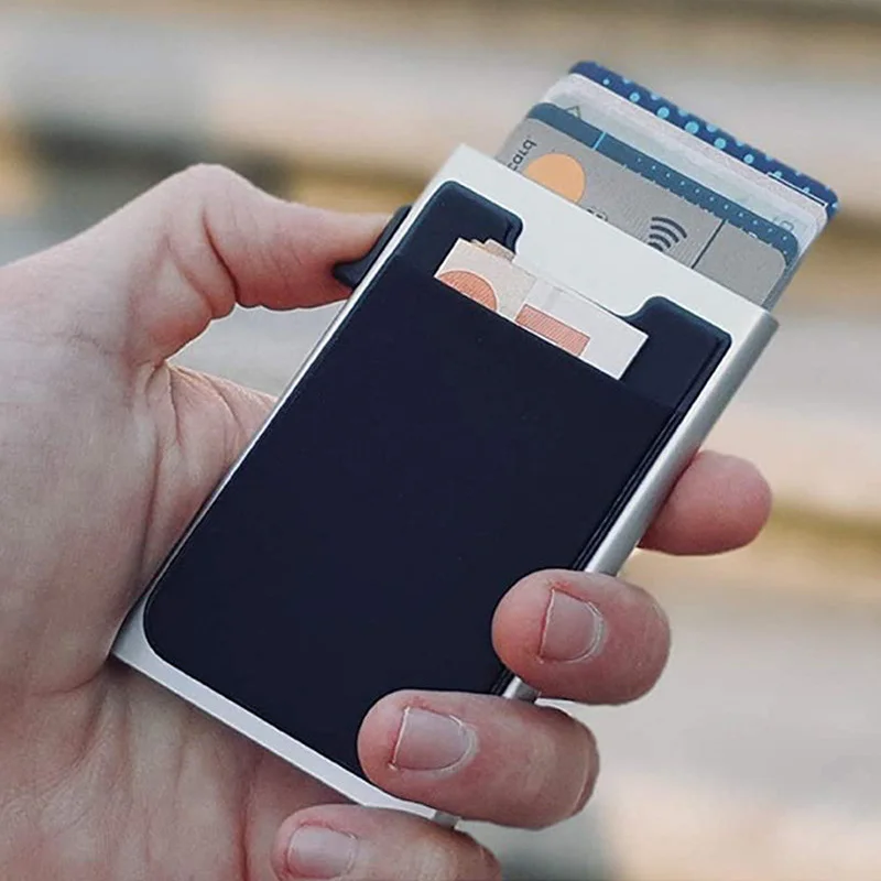 

Лидер продаж, Роскошный дизайнерский кошелек с отделением для карт и Rfid-защитой, алюминиевый минималистичный кошелек для мужчин и женщин, металлический держатель для кредитных карт, Прямая поставка