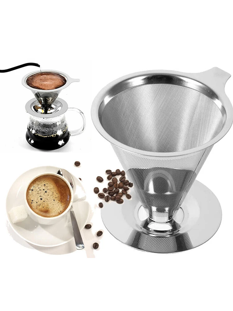 

304 Stainless Steel Coffee Filter Double Layer Coffee Filter Coffee Accessories 12.4x8.2x9.8cm For Home Or Office