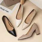 Женские классические туфли на высоком каблуке, туфли-лодочки с острым носком, свадебные туфли белого цвета на квадратном каблуке, Женская Классическая обувь