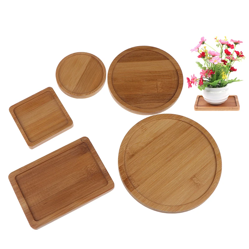 

Bamboo Pots Tray Round Square Bowl Plates For Succulents Pots Trays Base Stander Garden Decor Home Decoration Crafts Garden Tool