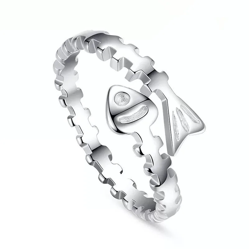 

Delicate Fish Rings for Women Metallic Style Finger-ring Statement Jewelry Exquisite Fashionable Design Accessories Gift