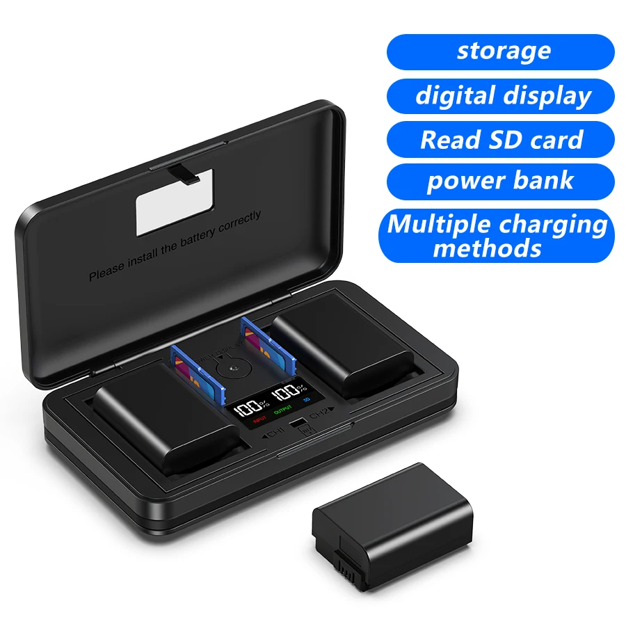 Зарядное устройство для камеры NP - FW50 Sony zv - e10 Alfa a6000 a6400 a500 a5100 a7 a7ii a7r a7rii a7s a7sii rx10 II III (Функция считывания карт / зарядных сокровищ, различные способы зарядки)