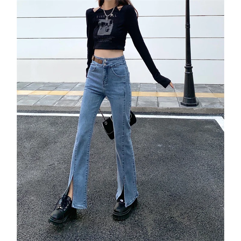 DD3324 High waist straight wide leg jeans new loose all-match dark trousers women's jeans