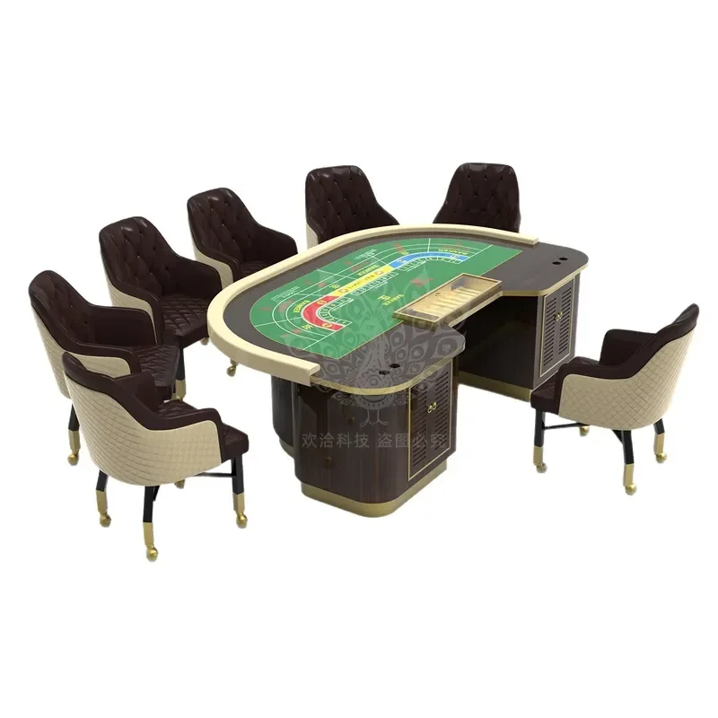 Фото Набор мебели для развлечений Baccarat: стол и стулья с драконом, семью медведями, восемью скатертями, тигром на удачу 6, мебель для покера №5