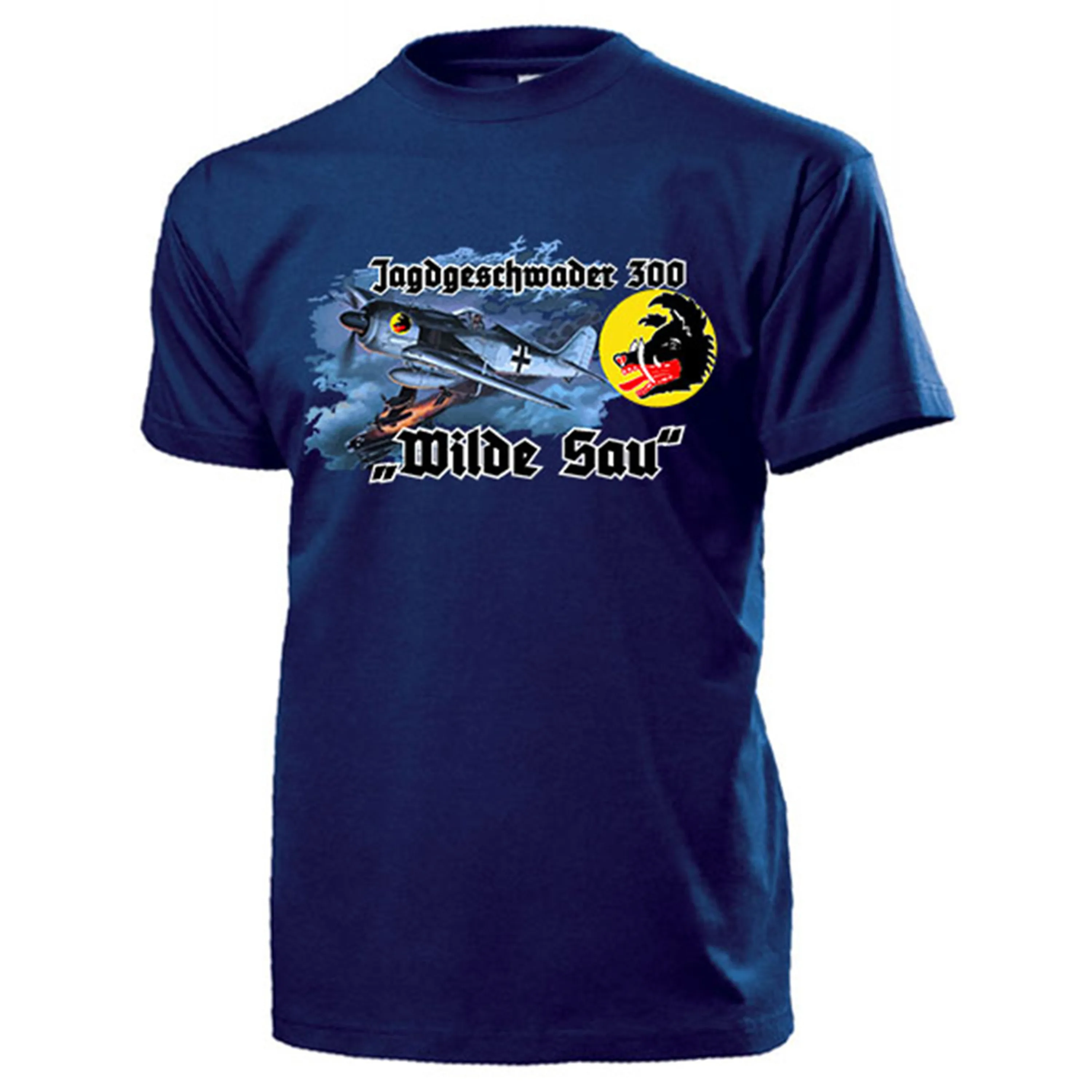 

Jagdgeschwader 300 "WILDE SAU" Hunting Squadron German Luftwaffe FW190 T-Shirt. Summer Cotton Short Sleeve O-Neck Mens T Shirt