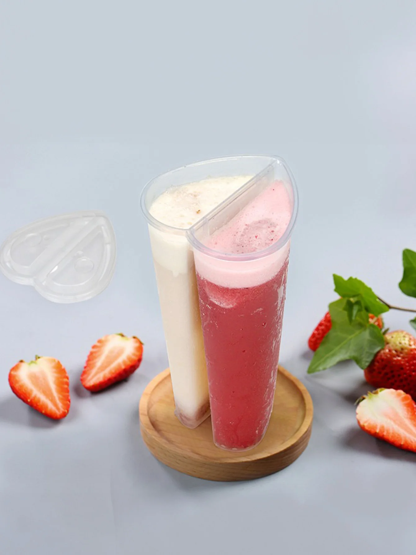 Одноразовые Пластиковые Стаканчики Tiramisu В Форме Сердца Прозрачные Деревянные